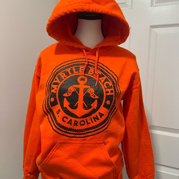 Gildan Orange Hoodie with Black Anchor Design - Picture 8 of 12